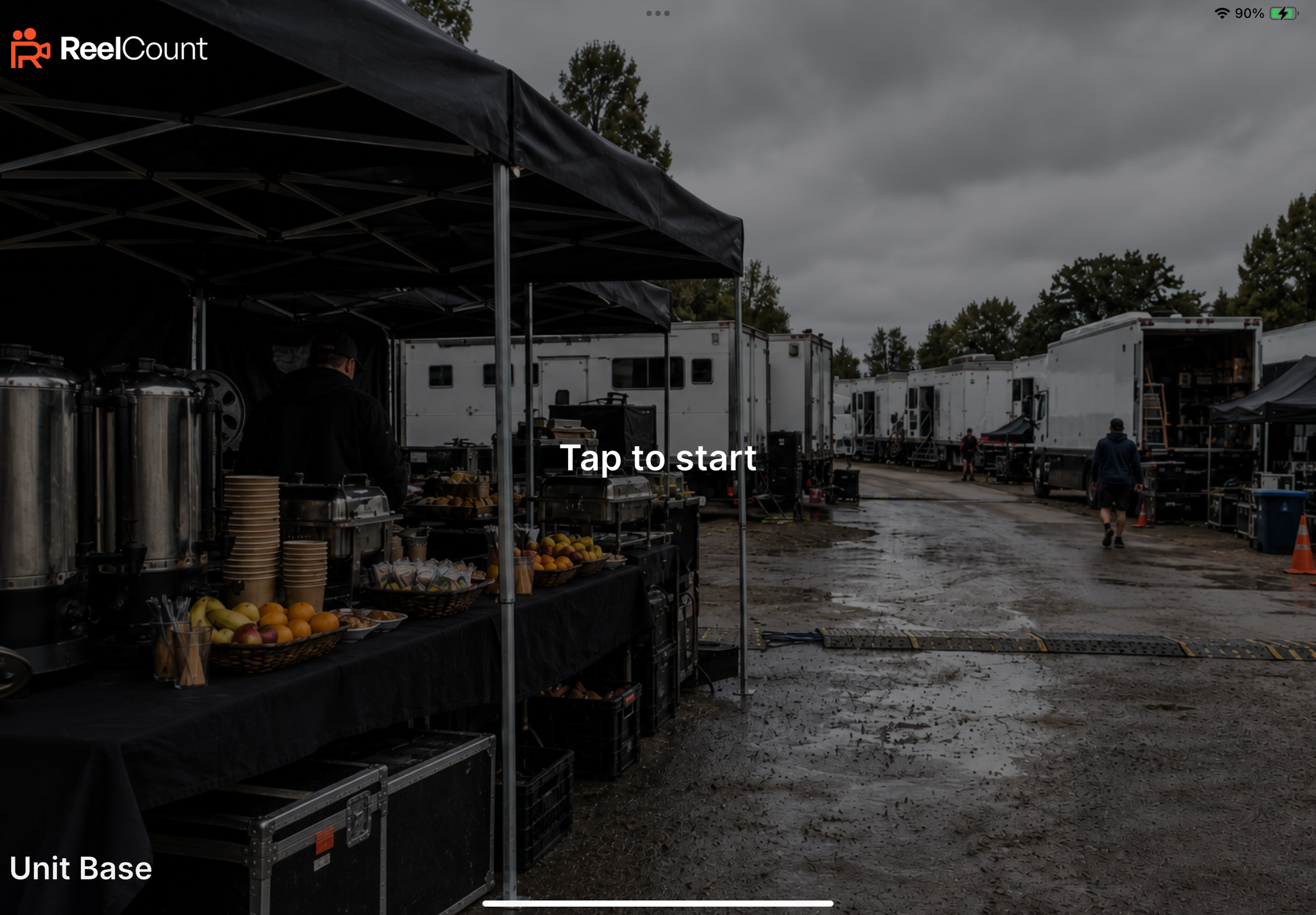 iPad Tap to start screen with Unit Base background