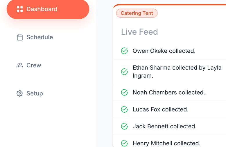 Close-up of the live feed showing recent collections
