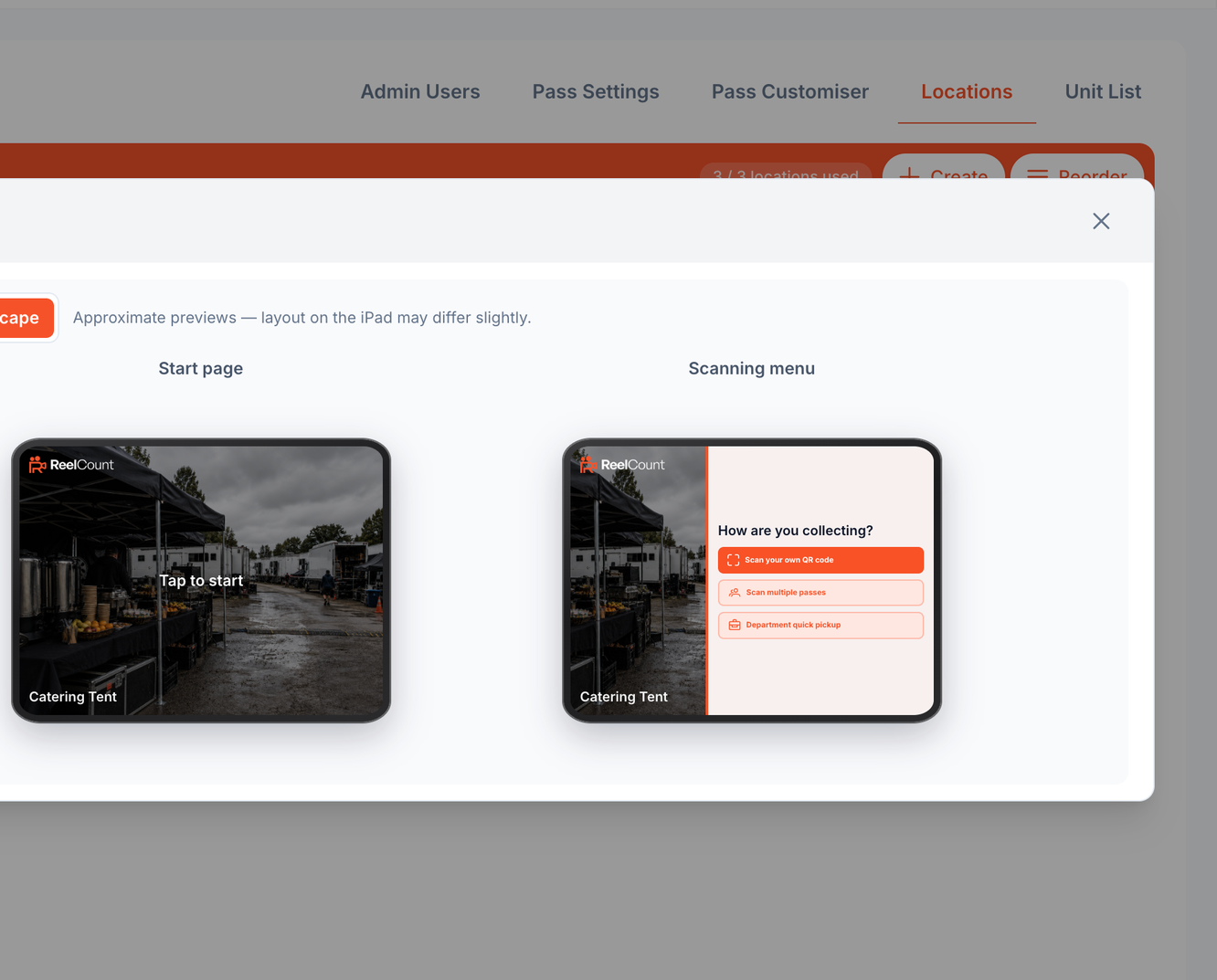 Scanner preview showing Home and Home plus desk layouts